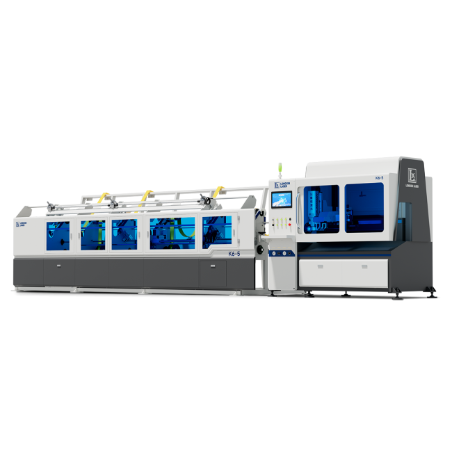 Высокоскоростной лазерный труборез с сервозахватом и автоматической системой погрузки труб LX-K6-5-6500/3000 Raycus